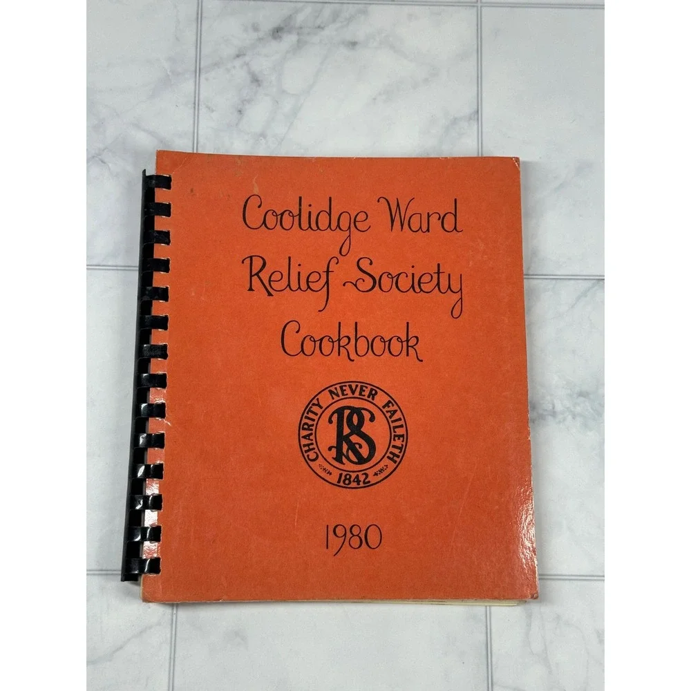 Vintage 1980 Coolidge Ward Relief Society Cookbook LDS Community Recipes Orange